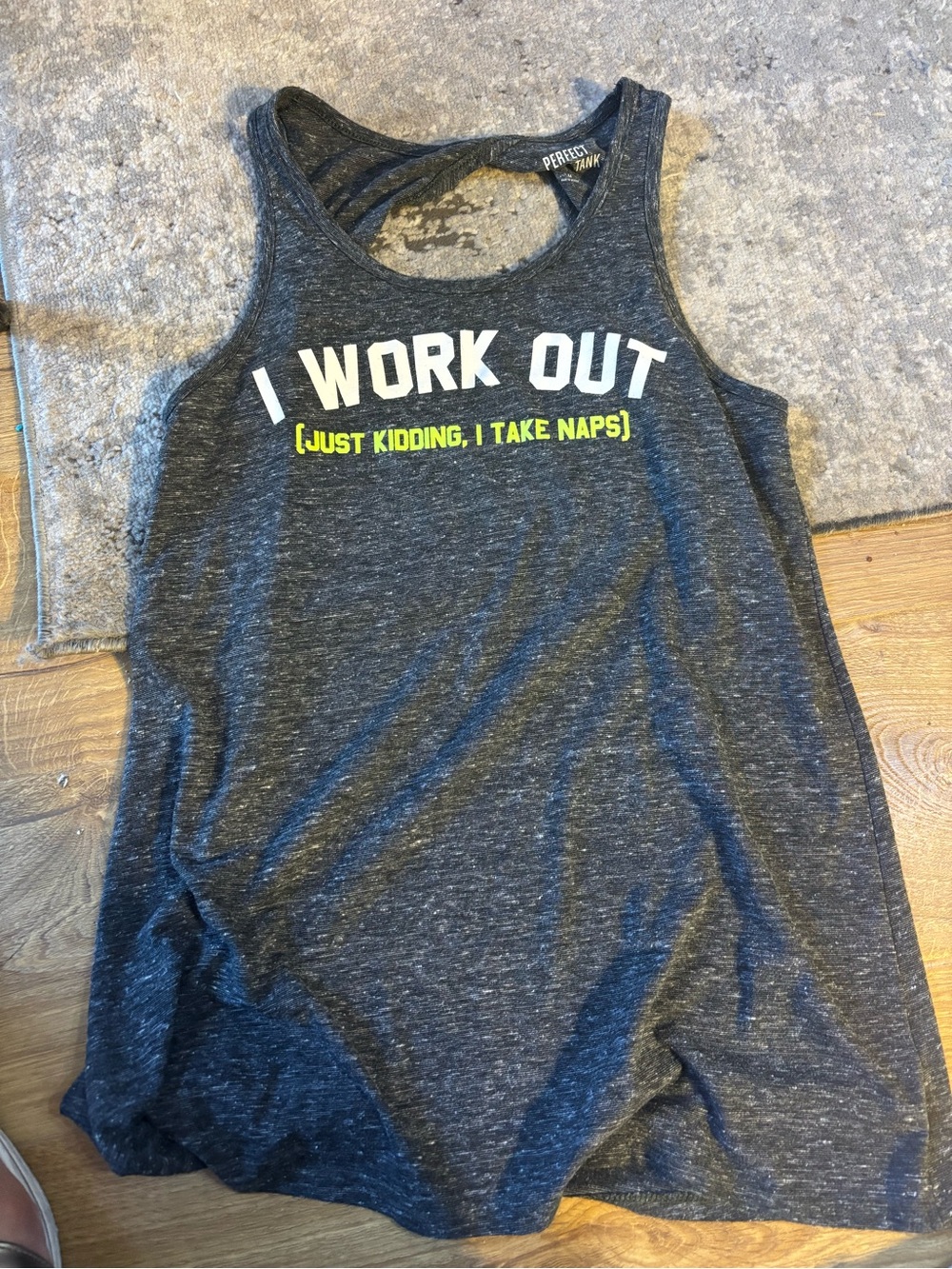SO Perfect Active Tank - Charcoal with White Print